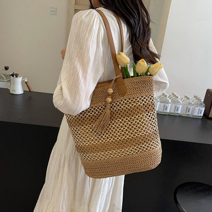 Sac bandoulière pour femme en paille tissée pour la plage
