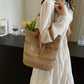 Sac bandoulière pour femme en paille tissée pour la plage
