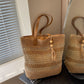 Sac bandoulière pour femme en paille tissée pour la plage