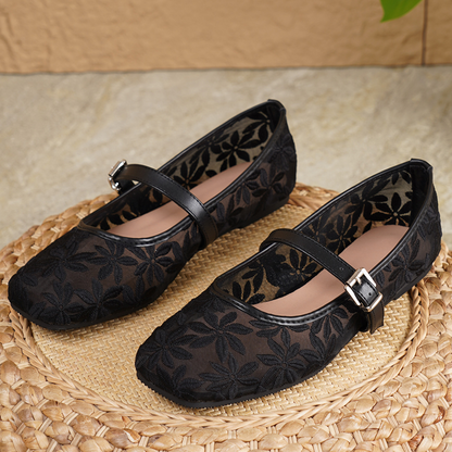 👡 50% DE RÉDUCTION! 👗 Ballerines Mary Jane en Dentelle Élégante – Bout Carré, Bride Ajustable & Semelle Confortable Pour Un Look À La Fois Charmant Et Décontracté 🌸
