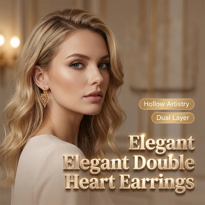 💗💎🔥 PROMO -50% AUJOURD'HUI ! Boucles d’Oreilles Créoles Cœur – Cristaux & Design Double Cœur, Or (Élégantes & Légères)