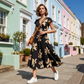 🌸50 % de réduction👗Robe décontractée à imprimé, col en V et volants pour femme✨