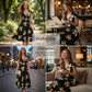 🌸50 % de réduction👗Robe décontractée à imprimé, col en V et volants pour femme✨