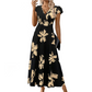 🌸50 % de réduction👗Robe décontractée à imprimé, col en V et volants pour femme✨