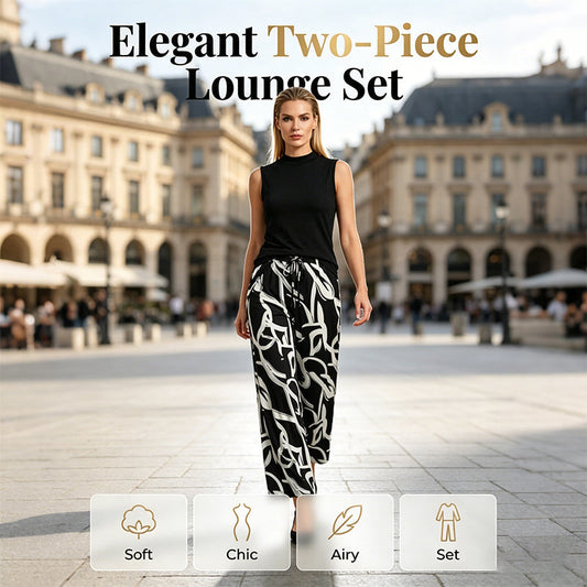 ✨🔥Ensemble composé d'un haut sans manches et d'un pantalon large imprimé pour femme