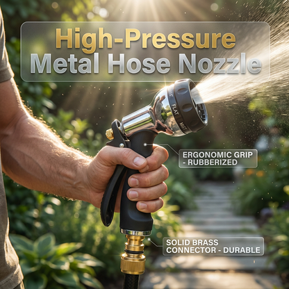 Pistolet d’arrosage en métal robuste pour tuyau de jardin