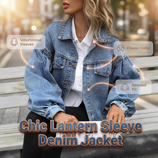 Veste en jean à manches lanternes pour femme