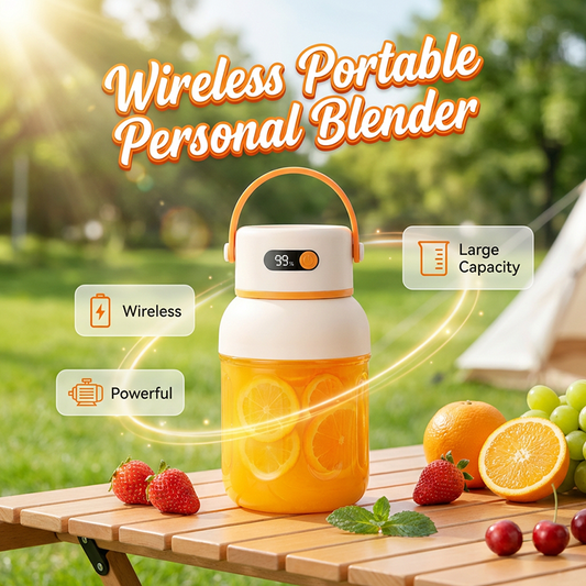 🧃🥂 PROMO SPÉCIALE 34,99€ ! Blender Personnel Portable pour Smoothies & Milkshakes – Sans Fil, 1L, Broyage de Glace, Nettoyage Auto (Beige)