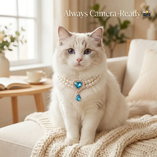 Collier de perles pour animaux avec pendentif cœur en pierre