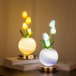 💡 Veilleuse Bouquet de Tulipes – Verre & Métal – Lueur Douce & USB for Chambre & Nursery