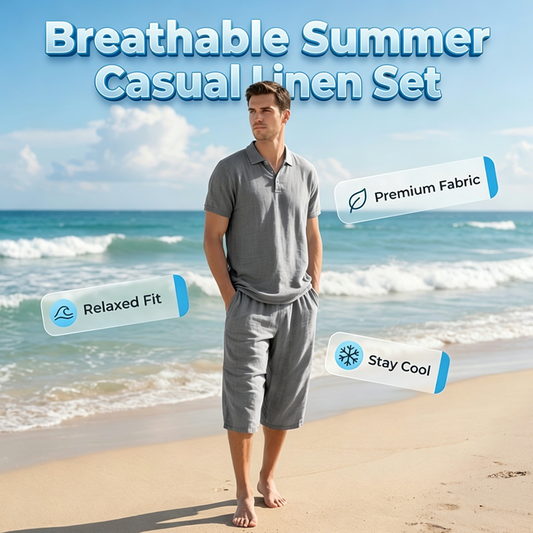 Ensemble chemise et pantalon décontracté en lin pour homme