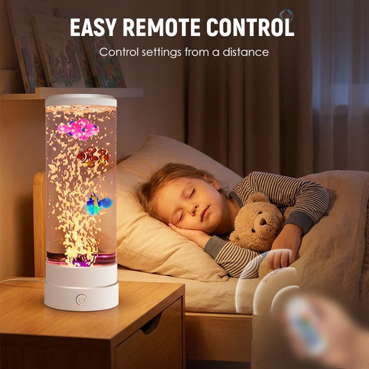 💐🐟💧 PROMO -50% ! Lampe à Bulles LED pour Aquarium – 7 Couleurs, Télécommande, USB/Piles (Blanc/Rose/Noir, 20,5×10,5 cm)