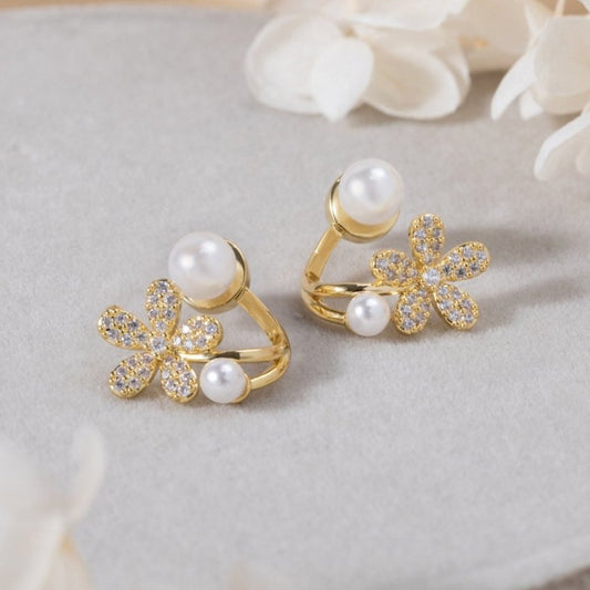 Boucles d'oreilles "Rêve de fleur et perle"
