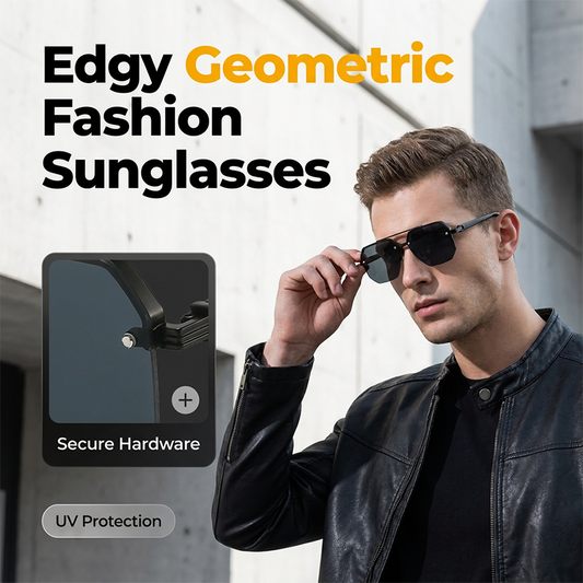 Lunettes de soleil géométriques polygonales stylées pour homme
