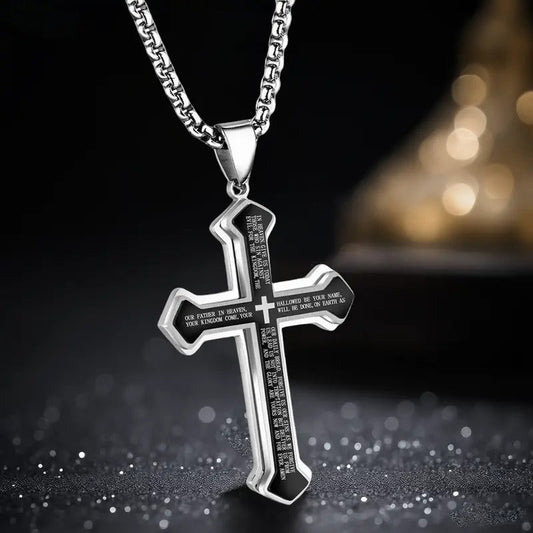 Collier Croix du Notre Père pour homme