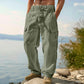 Pantalon cargo en coton et lin pour homme