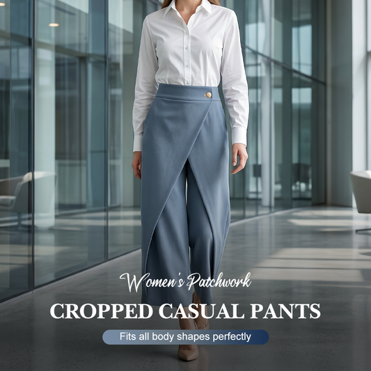Pantalon court décontracté en patchwork pour femme