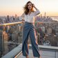 Pantalon court décontracté en patchwork pour femme
