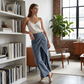 Pantalon court décontracté en patchwork pour femme