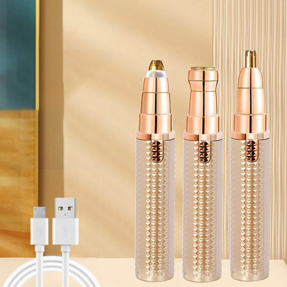 ✂️ Tondeuse de précision 3-en-1 – Têtes interchangeables, lames lavables, rechargeable USB – Design ergonomique compact pour visage et corps ✨