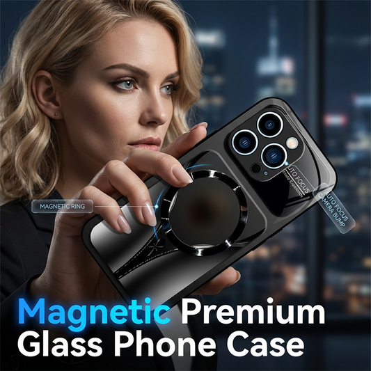 📢⏰📱 PROMO -50% ! Coque Téléphone Magnétique Verre Trempé – Élégante, Antichoc, Anneau Magnétique, 5 Couleurs (iPhone 12-17 Pro Max)