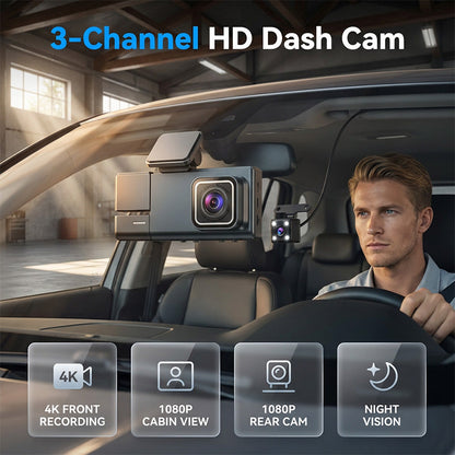 🚗 PROMO LIMITÉE 50% DE RÉDUCTION ! ✨ Caméra de Conduite 3 Canaux 1080p – Avant, Arrière, Intérieur, Wi-Fi ✨
