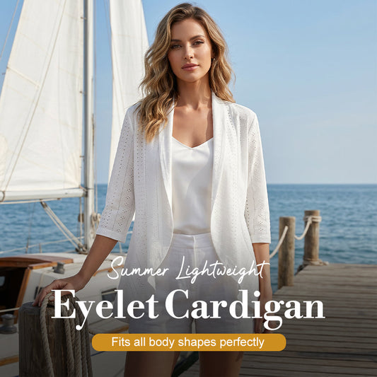 🌼Vente Estivale🔥Cardigan Léger à Œillets pour Femme