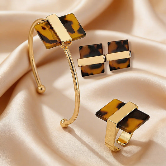 Ensemble de bijoux imprimé léopard pour femme