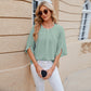 🔥Vente Flash -50%🔥Blouse Élégante en Mousseline Unie à Manches Mi-Longues