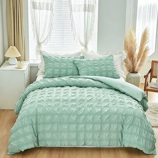 📢⏰🛏️ DERNIER JOUR – PROMO -50% ! Ensemble de Housse de Couette 3 Pièces – Texture Plissée, 6 Couleurs, 7 Tailles, Lavable en Machine