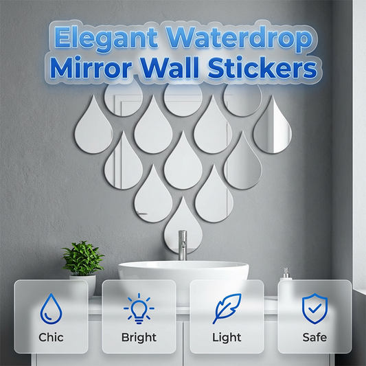 Stickers muraux miroir en acrylique en forme de goutte d'eau - Lot de 10