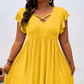 👗 50% DE RÉDUCTION ✨ Robe femme col V à volants – Élégante, cintrée & polyvalente – Parfaite pour le bureau, les brunchs ou les rendez-vous romantiques – chic et féminine 🌸