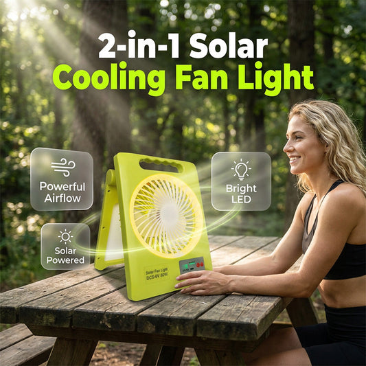 🌬️ Ventilateur solaire 2-en-1 & Lanterne - Batterie externe portable, pliable. -50% + Livraison gratuite !