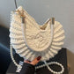 🐚✨ PROMO FLASH 50% ! Sac à Main Coquillage Tricot – Bretelles Duales (Chaîne Perles & Poignée Tressée), Léger, Style Bohème & Polyvalent 👒