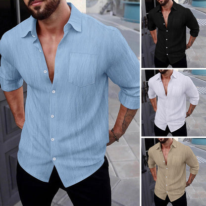 🌿 Chemise Homme en Lin à Manches Longues & Boutonnage Classique
