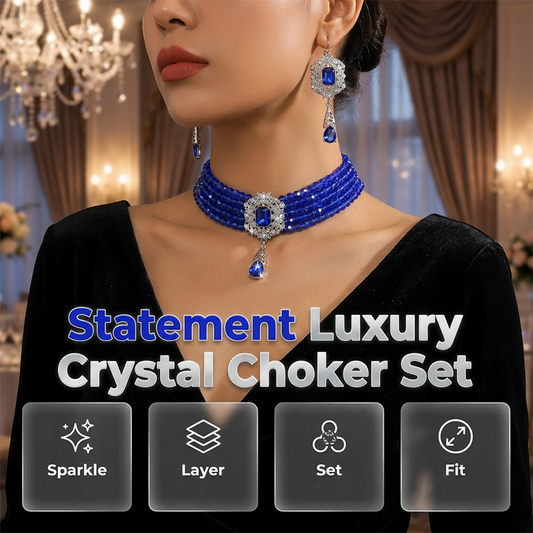📢📢50 % DE RÉDUCTION !! ⏰Ensemble collier ras-du-cou et boucles d'oreilles en cristal de luxe