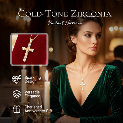 Collier avec pendentif en zirconium doré