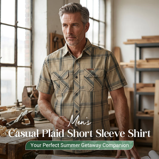 Chemise à manches courtes à carreaux casual pour homme
