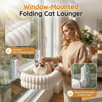 🐱 50% DE RÉDUCTION!  Hamac de fenêtre pliable – Ventouses solides & ultra‑doux ✨