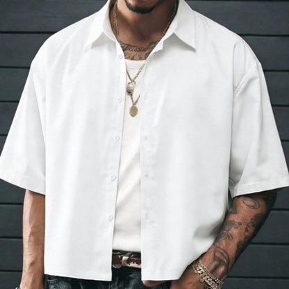 Chemise Boutonnée Manches Courtes Minimaliste pour Homme