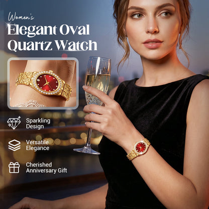 Montre Quartz Ovale Élégante pour Femme