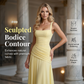 Robe longue à encolure carrée et corsage froncé pour femm