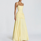 Robe longue à encolure carrée et corsage froncé pour femm