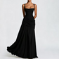 Robe longue à encolure carrée et corsage froncé pour femm