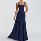 Robe longue à encolure carrée et corsage froncé pour femm