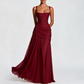 Robe longue à encolure carrée et corsage froncé pour femm