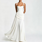Robe longue à encolure carrée et corsage froncé pour femm