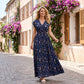 👗 PROMO LIMITÉE 50% DE RÉDUCTION ! ✨ Robe Longue Fleurie – Col V Élégant, Taille Smockée, Tombé Fluide 💃