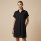 Robe Chemise Décontractée À Manches Courtes avec Poches et Boutons