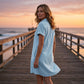 Robe Chemise Décontractée À Manches Courtes avec Poches et Boutons